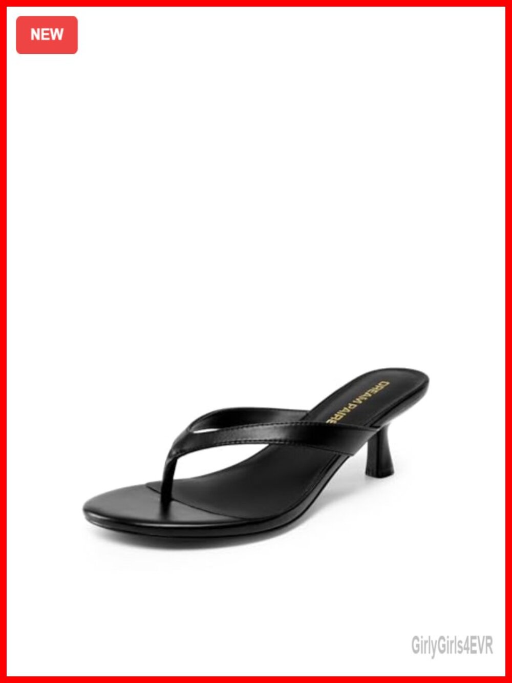 Women's Kitten Heel Thong Sandals Faux Leather Slip On Flip Flops